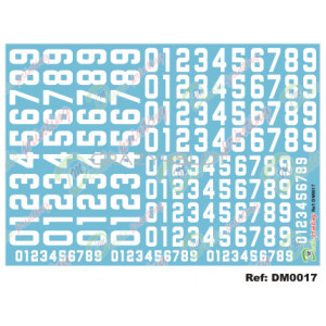 Waterslide Decals White Numbers 