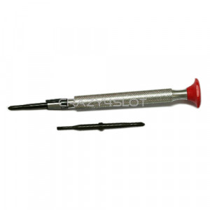 Reversible Red Screwdriver with  Two Bits Flats and Philips